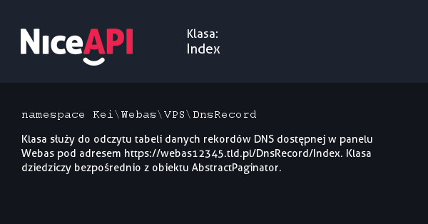 Klasa Index · NiceAPI dla PHP 5.6