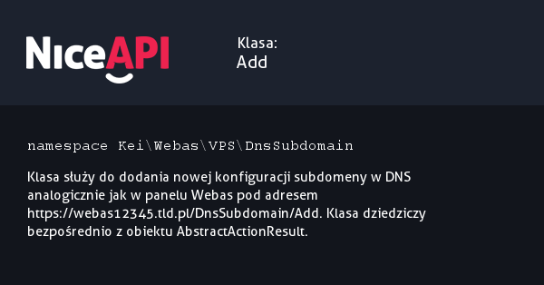 Klasa Add · NiceAPI dla PHP 5.6