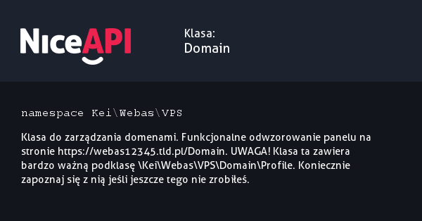 Klasa Domain · NiceAPI dla PHP 5.6