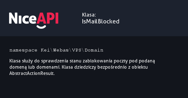 Klasa IsMailBlocked · NiceAPI dla PHP 5.6