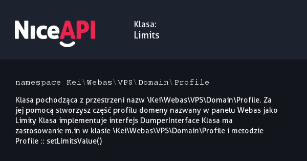 Klasa Limits · NiceAPI dla PHP 5.6