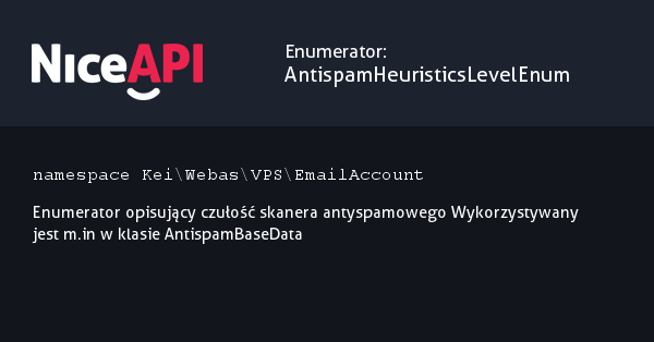 Enumerator AntispamHeuristicsLevelEnum · NiceAPI dla PHP 5.6