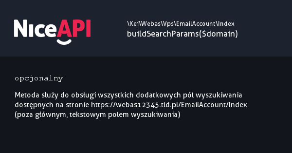 Index → buildSearchParams · NiceAPI dla PHP 5.6