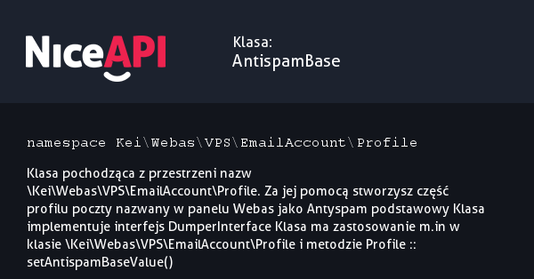 Klasa AntispamBase · NiceAPI dla PHP 5.6