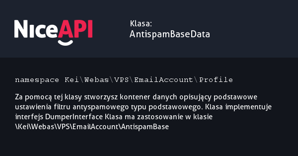 Klasa AntispamBaseData · NiceAPI dla PHP 5.6