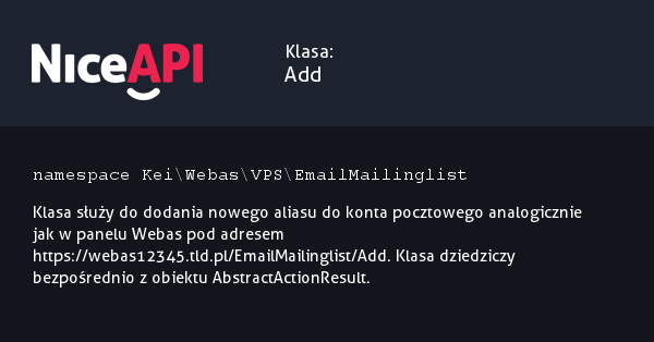 Klasa Add · NiceAPI dla PHP 5.6