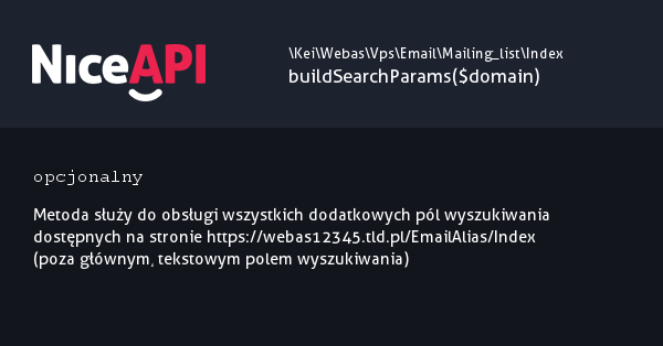 Index → buildSearchParams · NiceAPI dla PHP 5.6