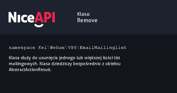 Klasa Remove · NiceAPI dla PHP 5.6