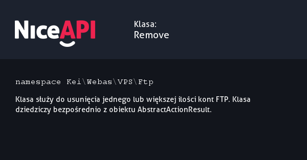 Klasa Remove · NiceAPI dla PHP 5.6