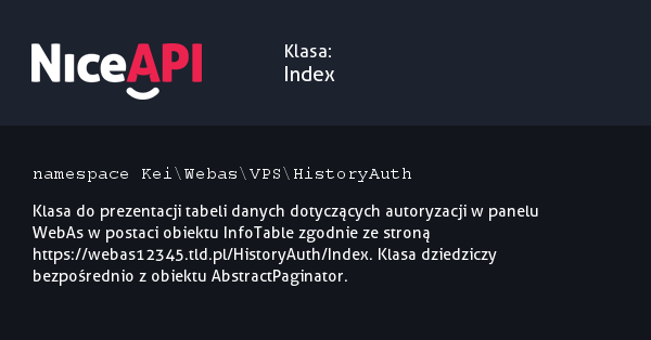 Klasa Index · NiceAPI dla PHP 5.6