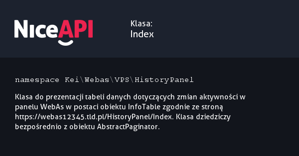 Klasa Index · NiceAPI dla PHP 5.6