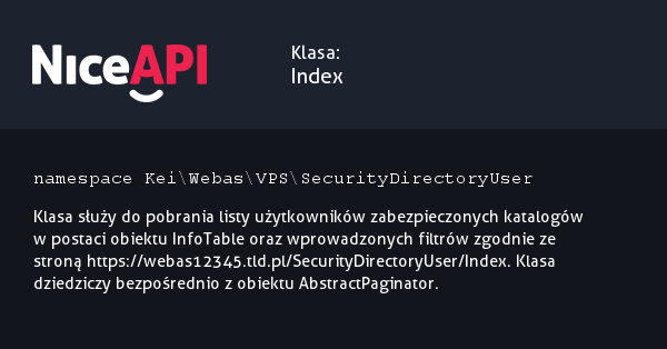 Klasa Index · NiceAPI dla PHP 5.6