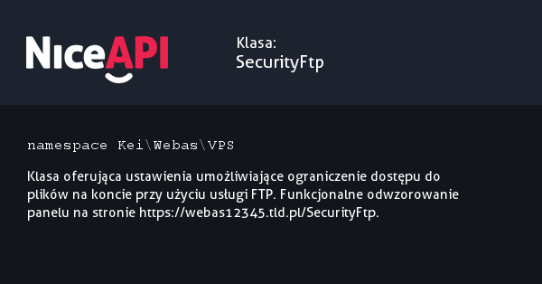 Klasa SecurityFtp · NiceAPI dla PHP 5.6