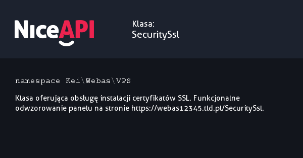 Klasa SecuritySsl · NiceAPI dla PHP 5.6