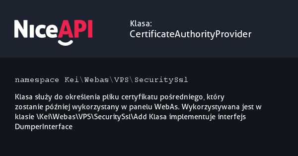 Klasa CertificateAuthorityProvider · NiceAPI dla PHP 5.6