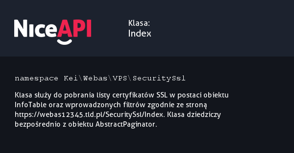 Klasa Index · NiceAPI dla PHP 5.6