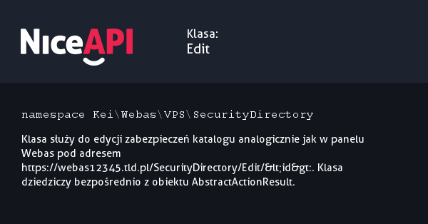 Klasa Edit · NiceAPI dla PHP 5.6