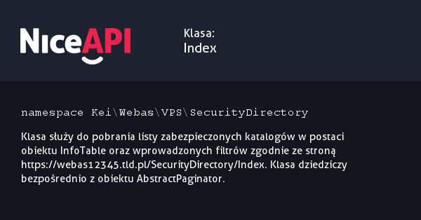 Klasa Index · NiceAPI dla PHP 5.6