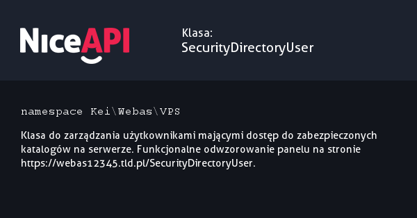 Klasa SecurityDirectoryUser · NiceAPI dla PHP 5.6