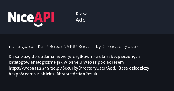 Klasa Add · NiceAPI dla PHP 5.6