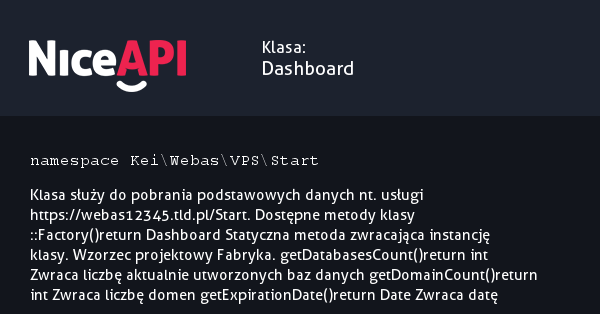 Klasa Dashboard · NiceAPI dla PHP 5.6