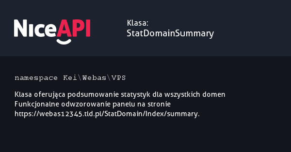 Klasa StatDomainSummary · NiceAPI dla PHP 5.6