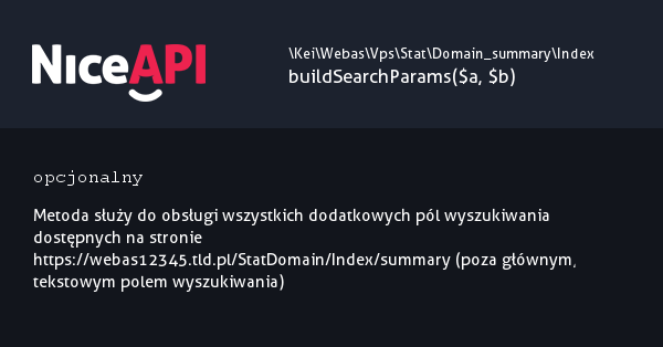 Index → buildSearchParams · NiceAPI dla PHP 5.6