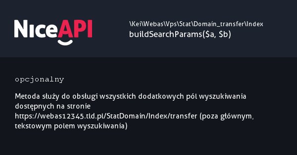 Index → buildSearchParams · NiceAPI dla PHP 5.6