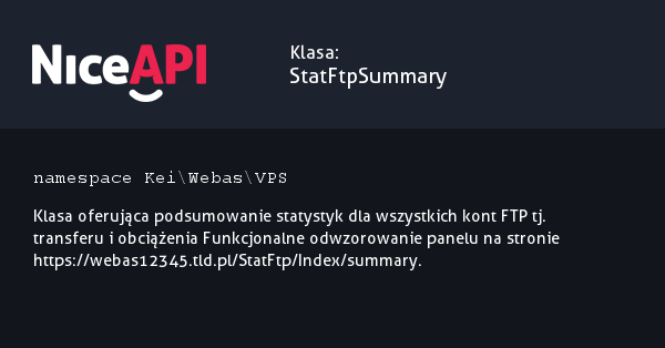 Klasa StatFtpSummary · NiceAPI dla PHP 5.6