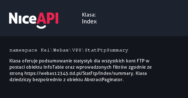 Klasa Index · NiceAPI dla PHP 5.6